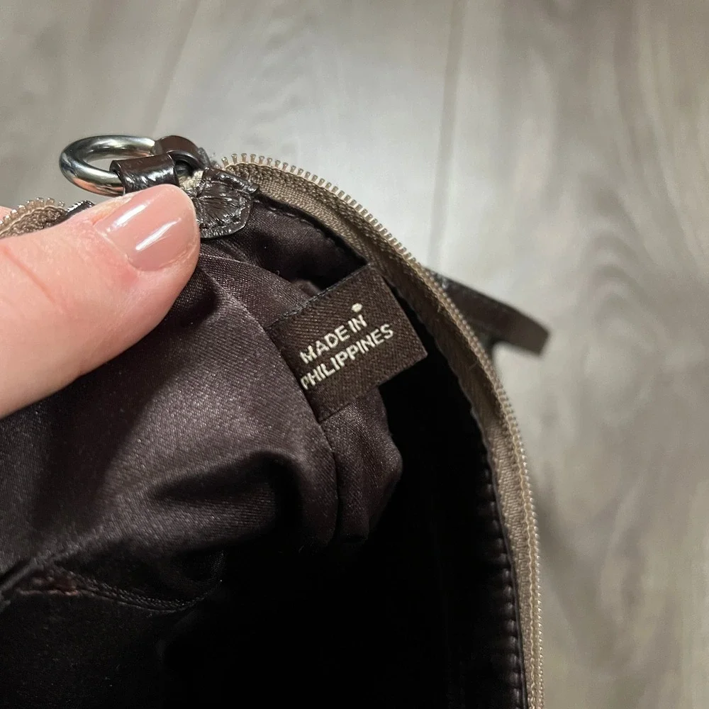 Coach Signature Satin Mini Crossbody Brown Tan Beige Shoulder Bag